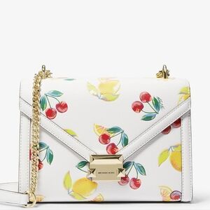 Michael Kors Whitney Leather Sequined Fruit Printed Shoulder Bag 🍓🍋🍒🍓🍋🍒